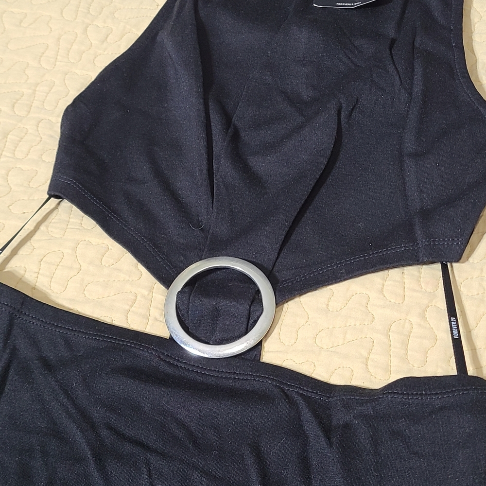 Forever 21 O ring cutout sleeveless halter top midi dress size L - Picture 3 of 9